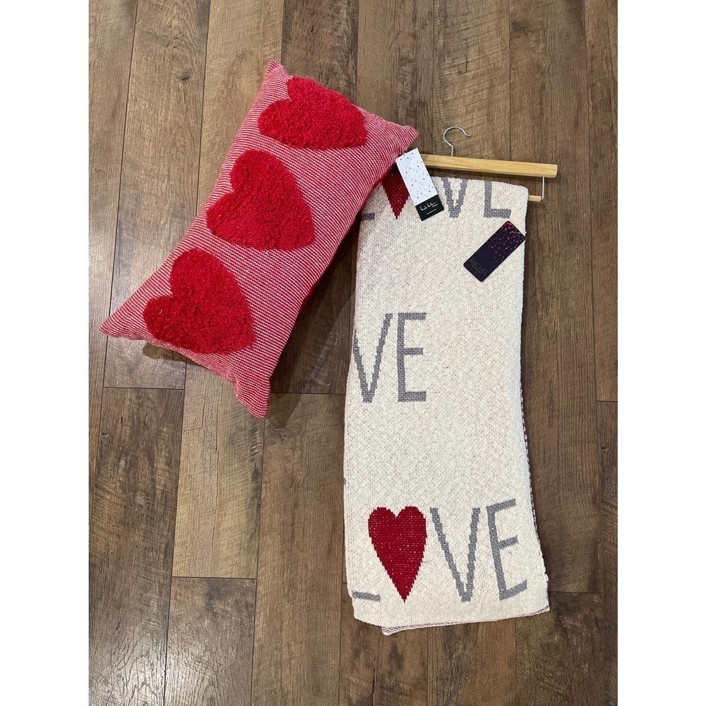 RACHEL Roy Love Throw Blanket with Nicole Miller Hearts Pillow